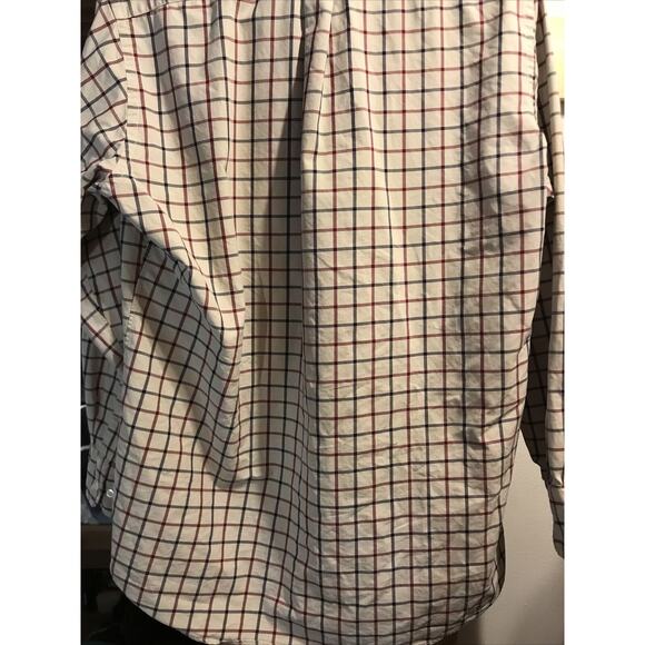 Façonnable Men’s 14.5 Beige Red Blue Check Long Sleeve Button Down Cotton Shirt - Picture 12 of 12